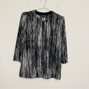 Alex Evenings Open Front Cardigan Women Size LP Color Black/White